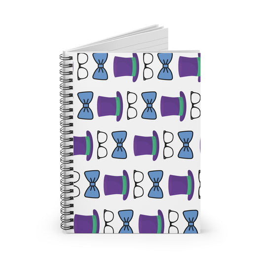 Whimsical Spiral Notebook - Fun Hat & Glasses Design for Creative Minds, Ideal for Journaling, School, Gifts, and Events