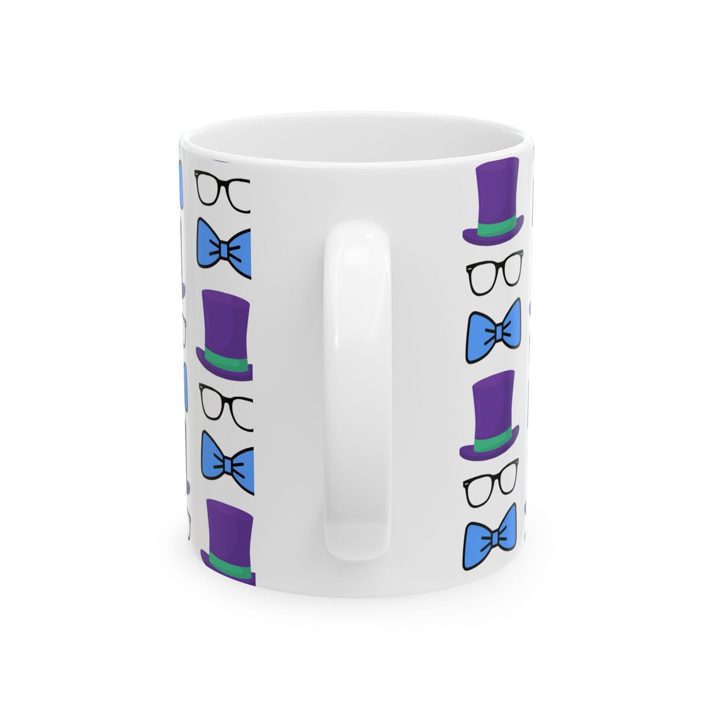Whimsical Bowtie & Top Hat Ceramic Mug | Fun Gift for Parties, Graduation, Father's Day, Everyday Coffee & Tea Use