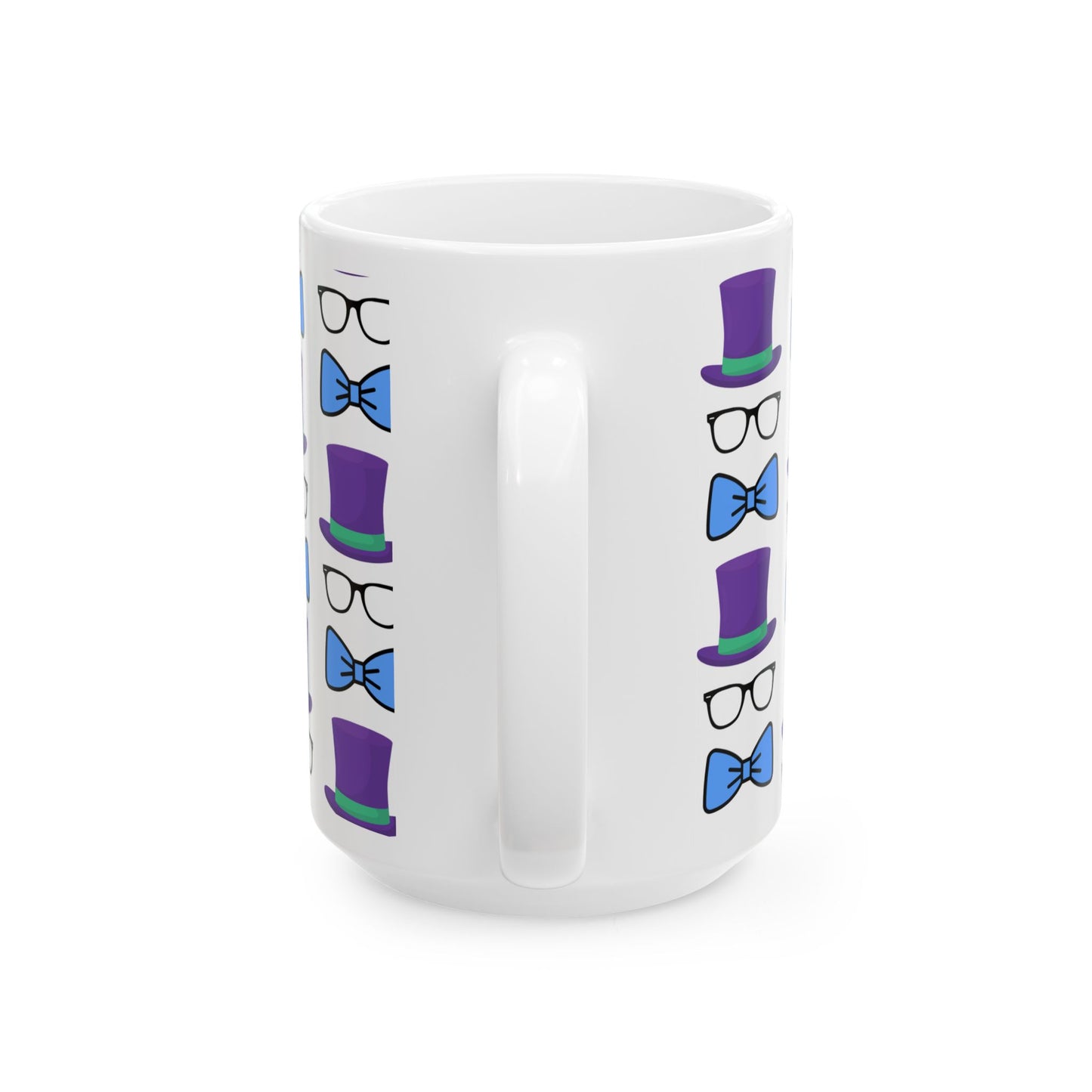 Whimsical Bowtie & Top Hat Ceramic Mug | Fun Gift for Parties, Graduation, Father's Day, Everyday Coffee & Tea Use