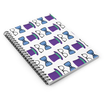 Whimsical Spiral Notebook - Fun Hat & Glasses Design for Creative Minds, Ideal for Journaling, School, Gifts, and Events