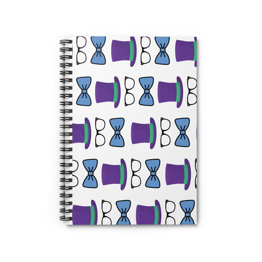 Whimsical Spiral Notebook - Fun Hat & Glasses Design for Creative Minds, Ideal for Journaling, School, Gifts, and Events